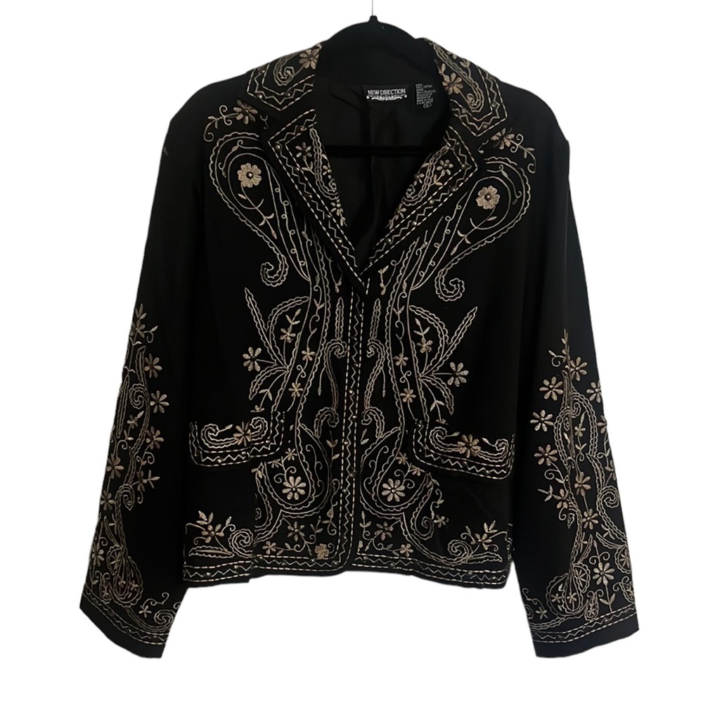 VINTAGE - Gold Embroidered Women’s jacket - Size XL - New Direction